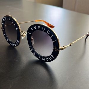 Gucci Round “Aveugle Par Amour” rare Sunglasses- Black